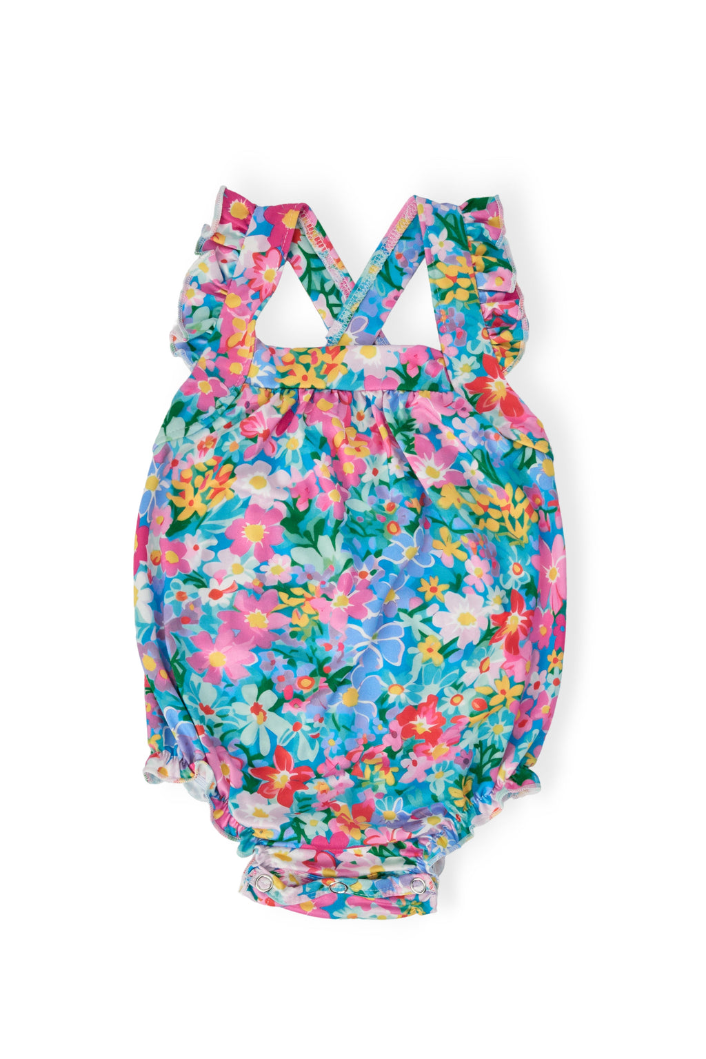 Mila & Rose ® Preppy Floral Ruffle Cross Back Romper — main product shot