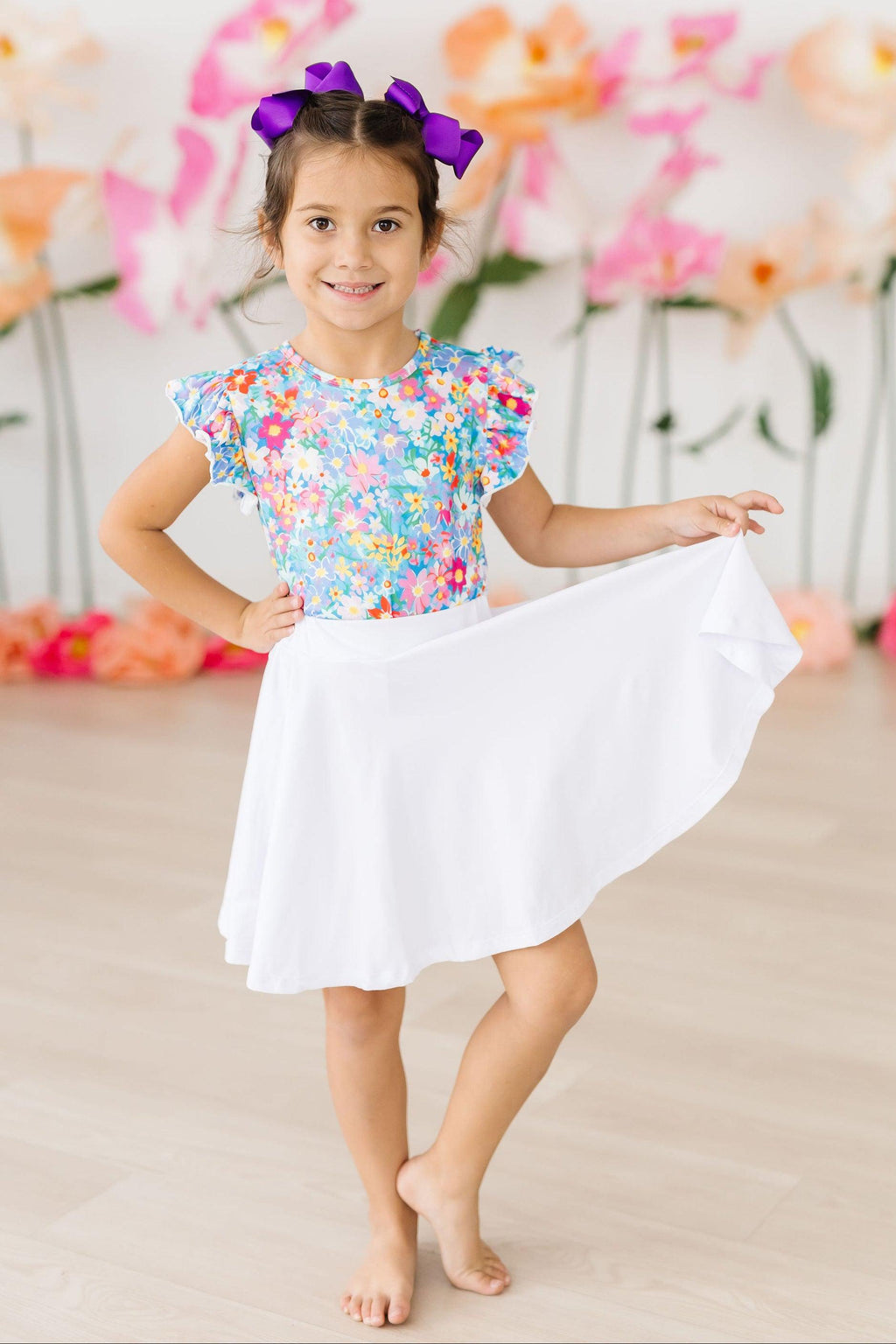 Mila & Rose ® Preppy Floral S/S Ruffle Tee — alternative angle