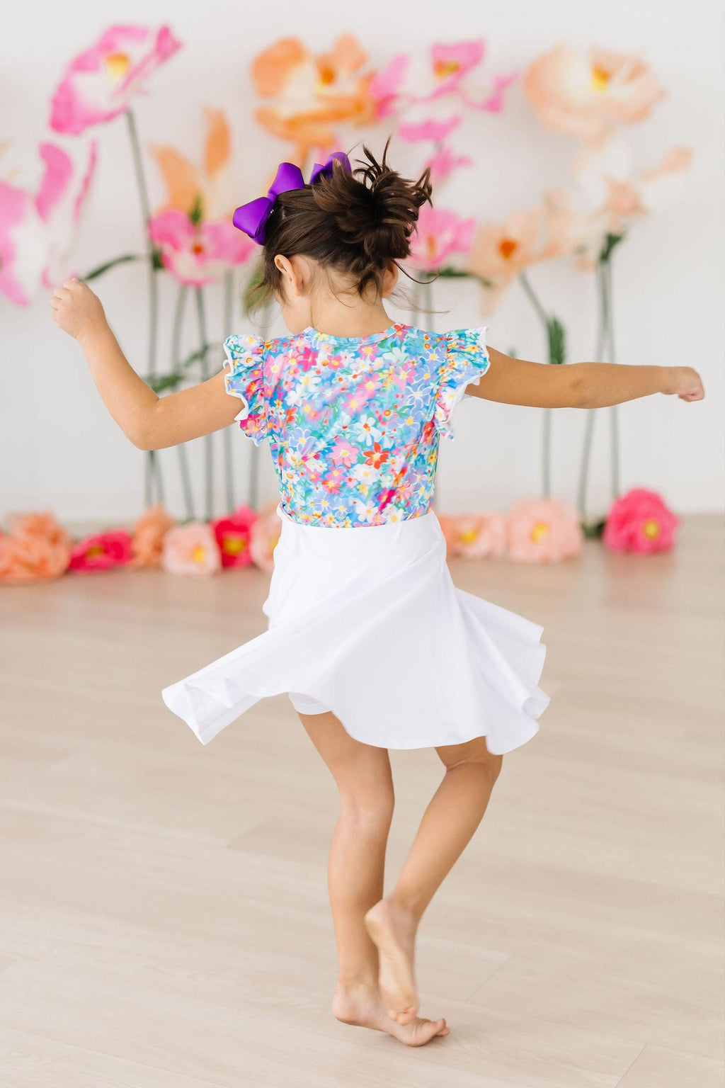 Mila & Rose ® Preppy Floral S/S Ruffle Tee — in-use photo