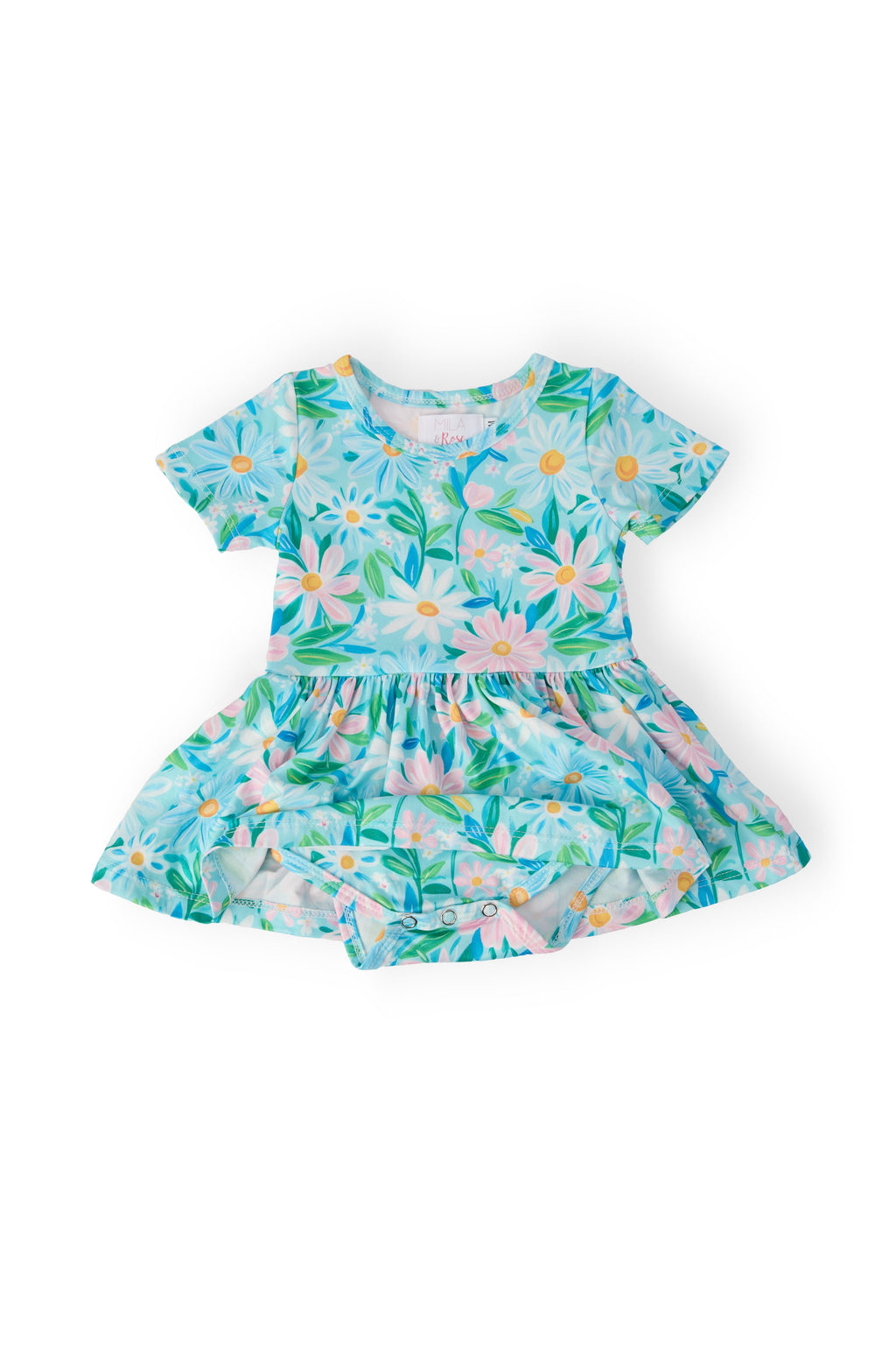 Mila & Rose ® Preppy Daisies S/S Twirl Bodysuit — detail close-up