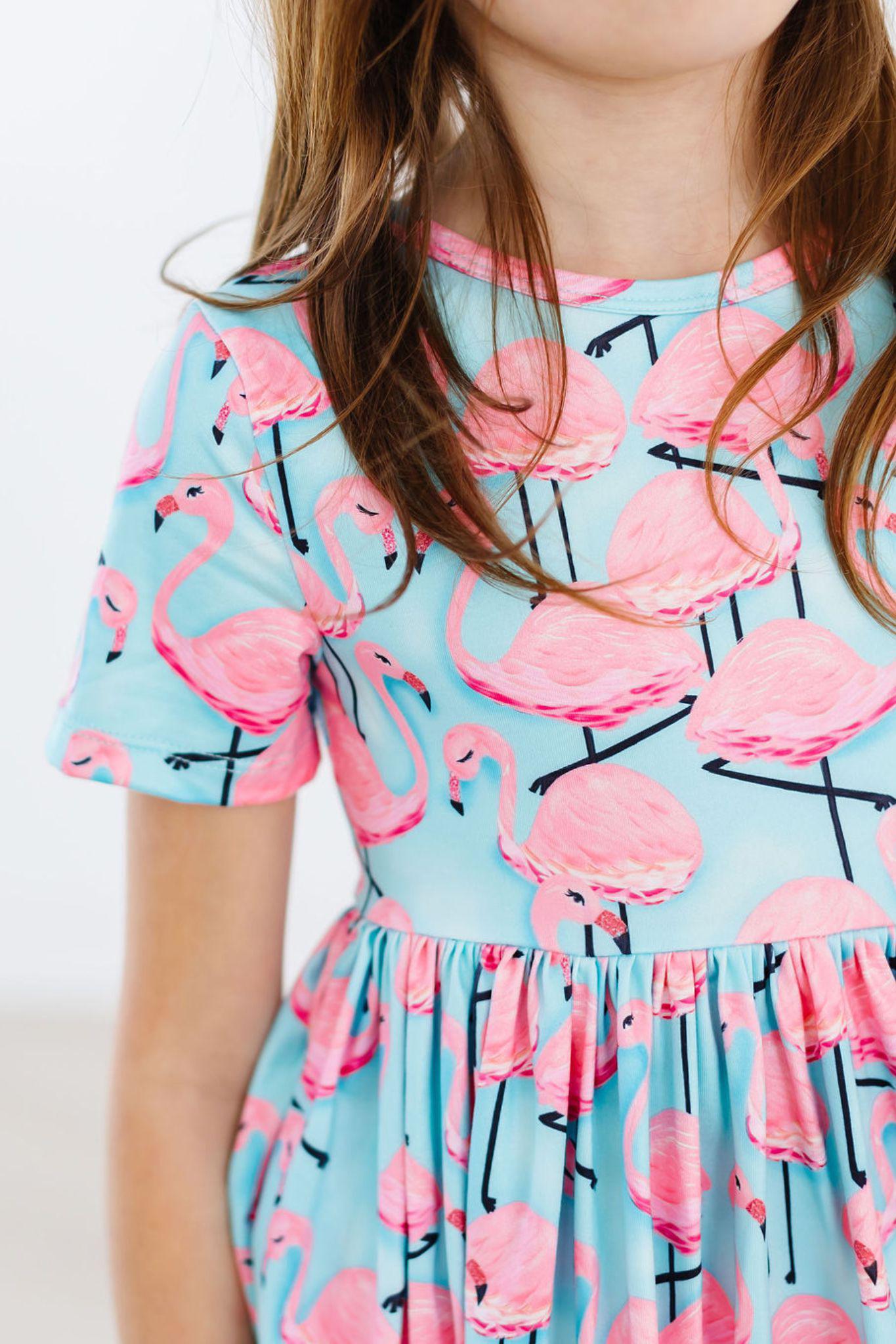 Mila & Rose ® Pretty in Pink Flamingos S/S Pocket Twirl Dress — main product shot