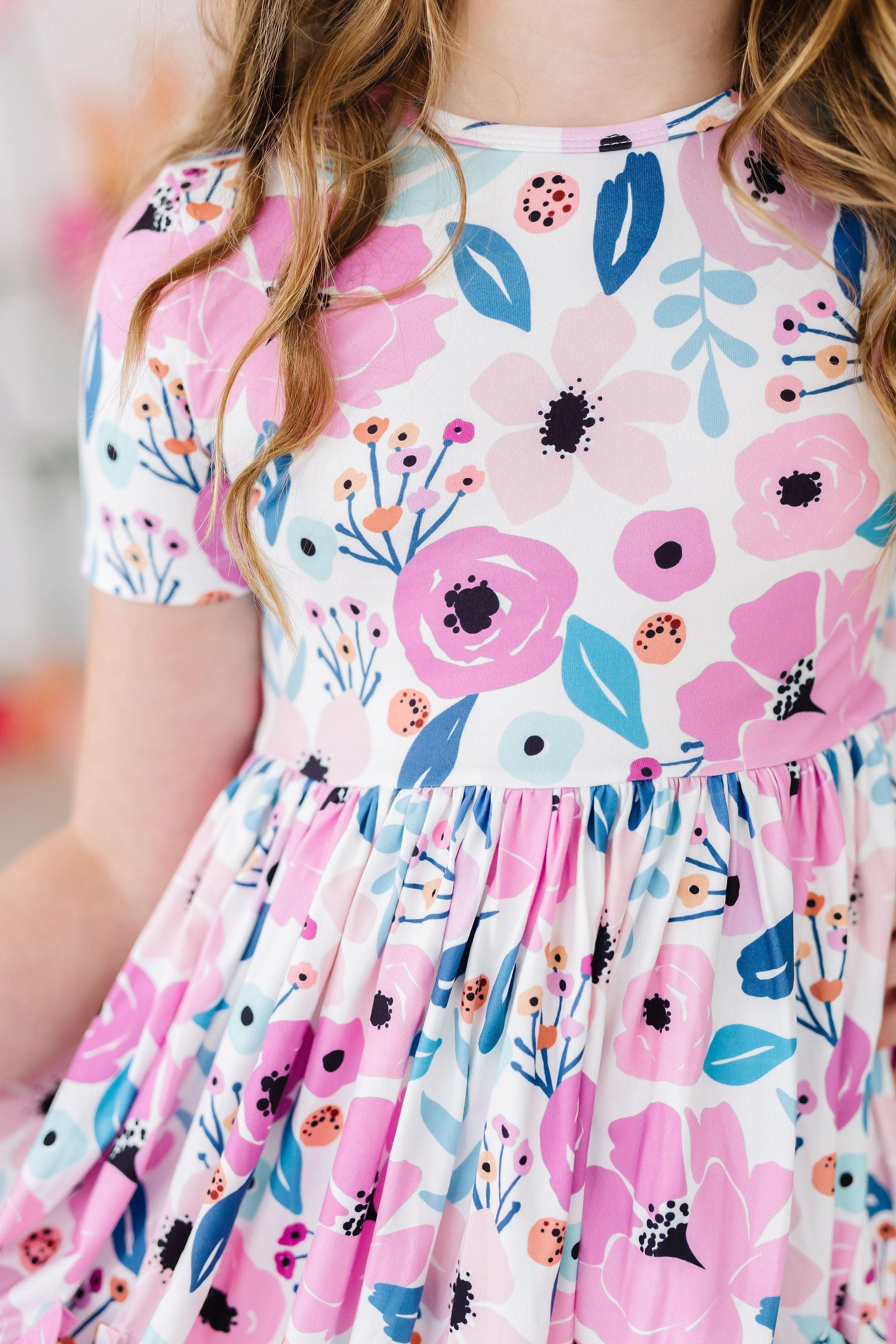 Mila & Rose ® Pretty in Purple S/S Pocket Twirl Dress — detail close-up