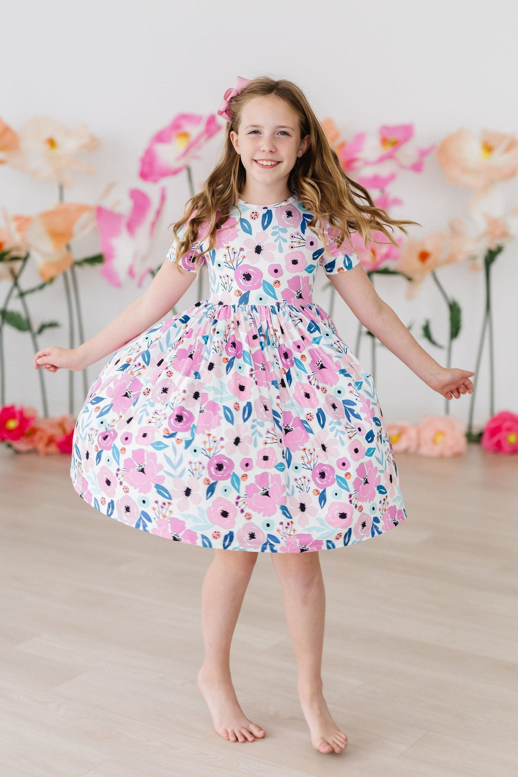 Mila & Rose ® Pretty in Purple S/S Pocket Twirl Dress — back view