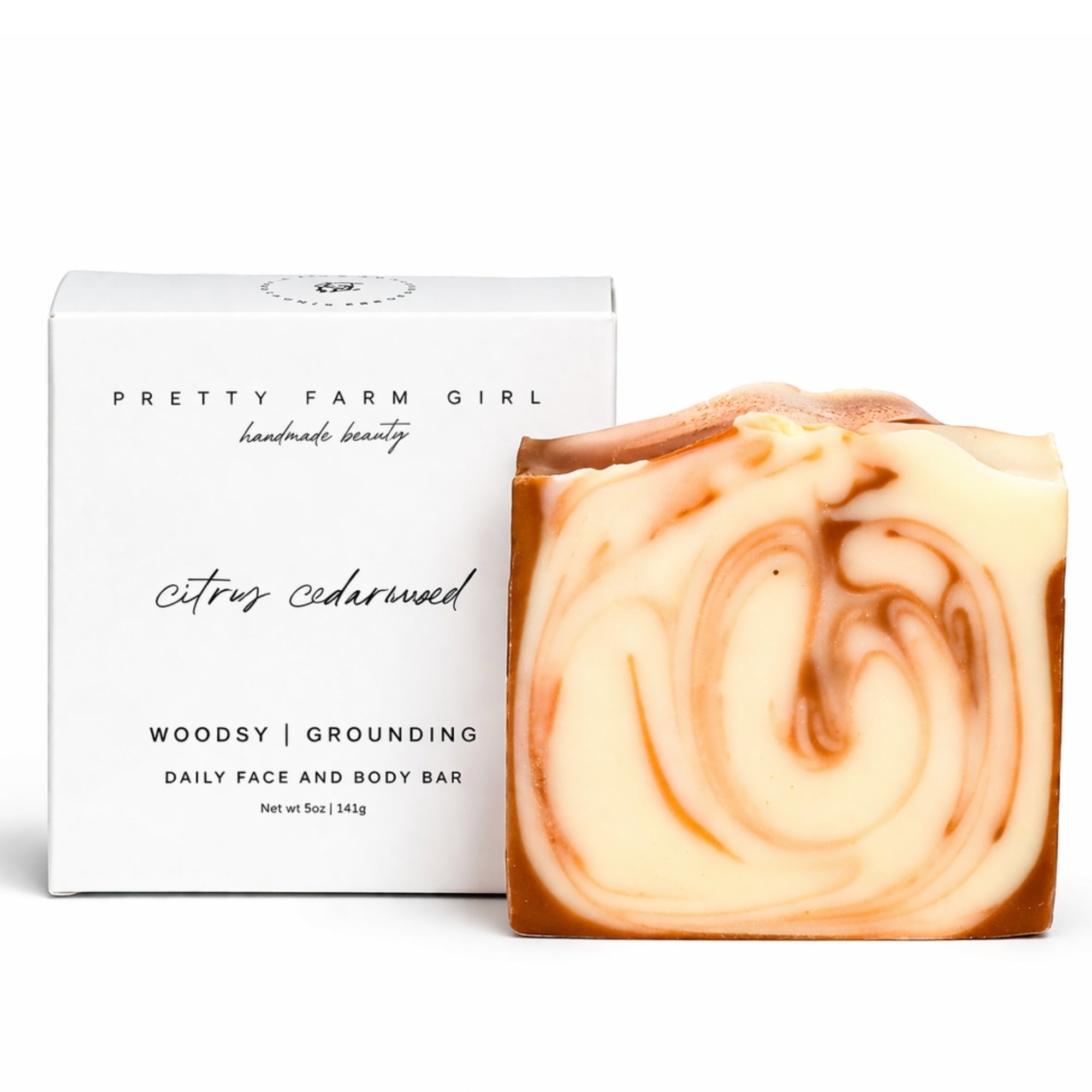 Pretty farm girl Citrus Cedarwood Handmade Tallow and Goat Milk Soap Bar — detail close-up
