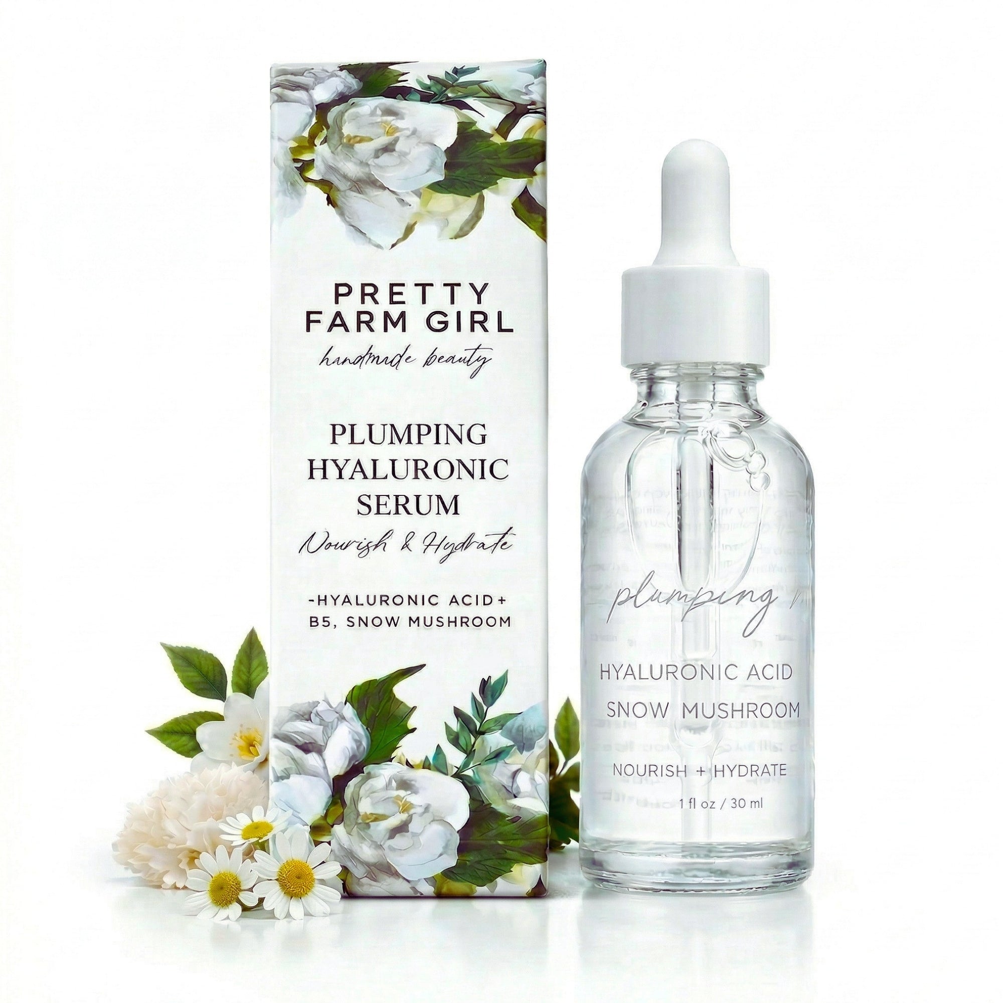 Pretty farm girl Hyaluronic Plumping Serum with Vitamin B5 + Snow Mushroom — side view