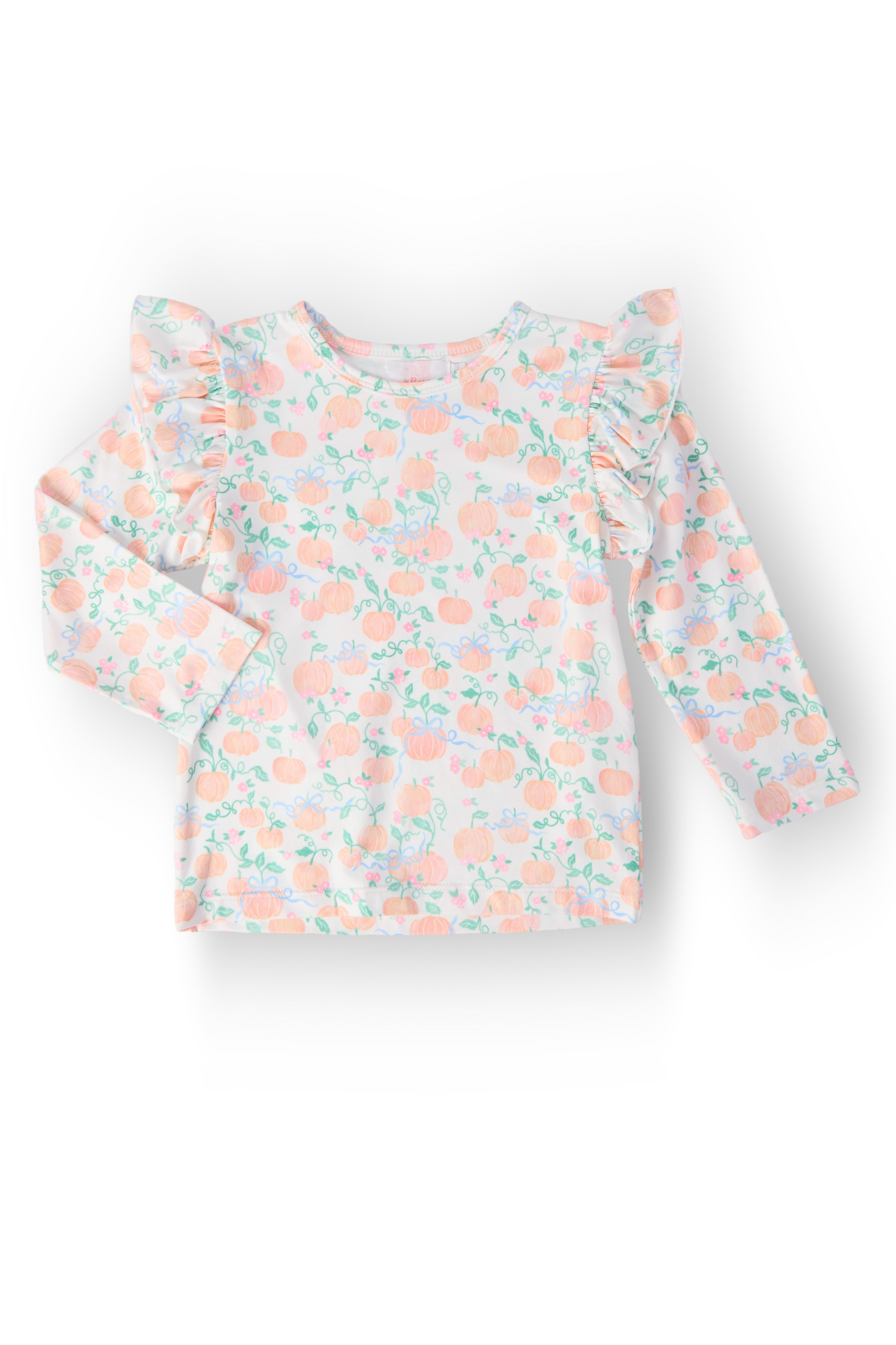Mila & Rose ® Pretty Pumpkins L/S Ruffle Tee — main product shot