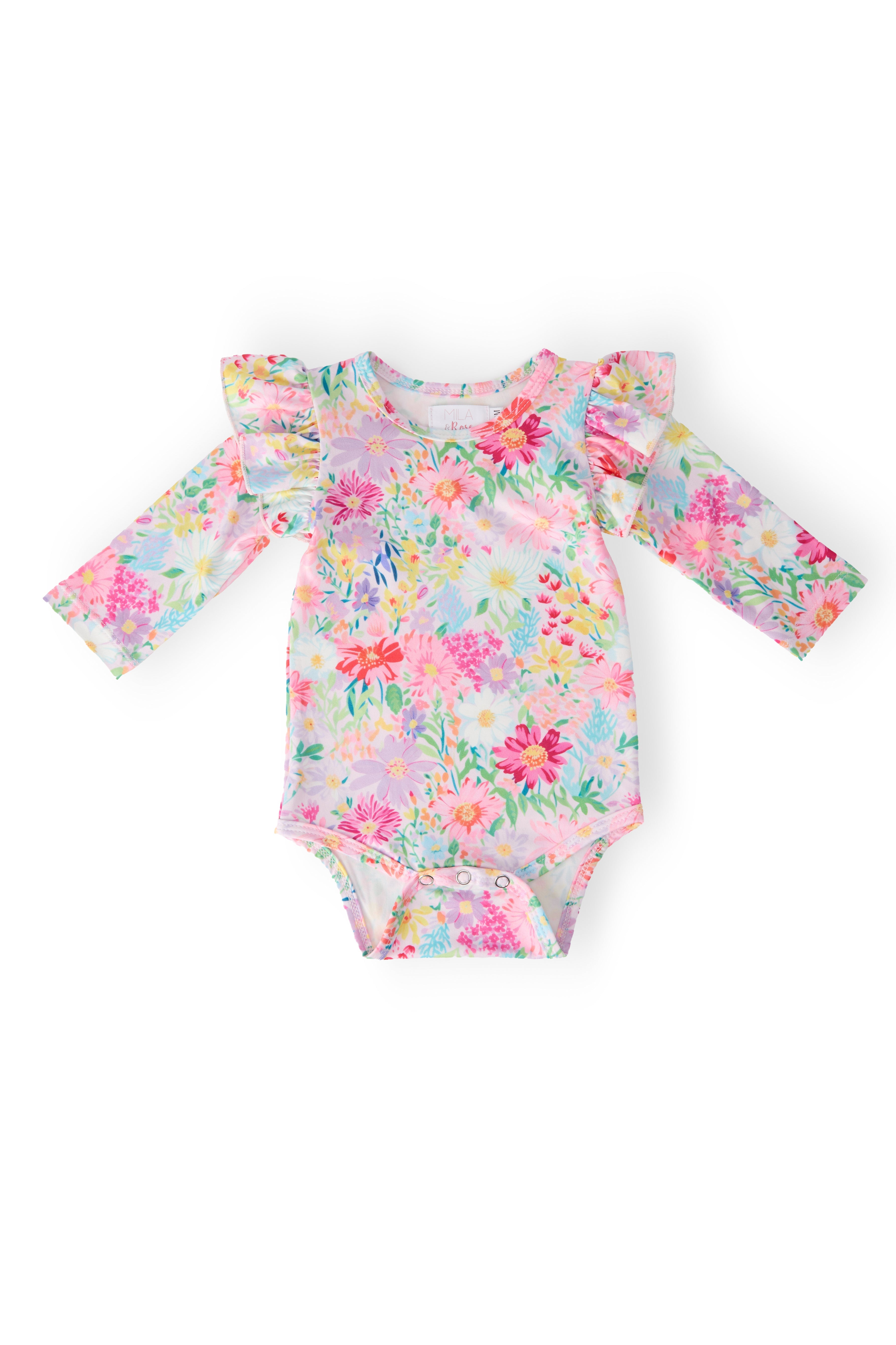 Mila & Rose ® Field of Flowers L/S Flutter Bodysuit — main product shot