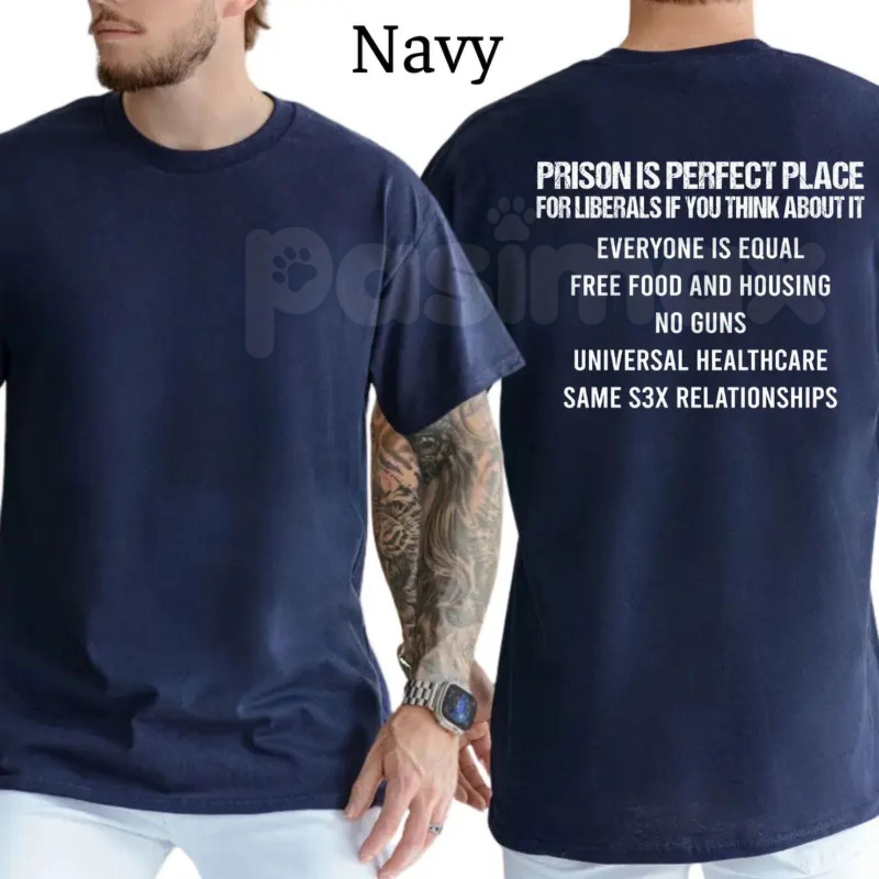 "Prison Is Perfect Place For Liberals" Political T-Shirt – Funny Conservative Graphic Tee, Premium 100% Cotton Republican Statement Top, Soft Lived-In Heavyweight Right-Wing Humorous Shirt, Made in USA