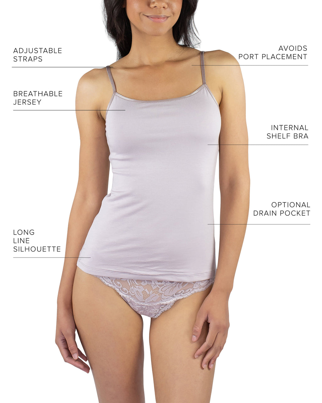 Everviolet Maia Sustainable Jersey Cami, Mauve — back view