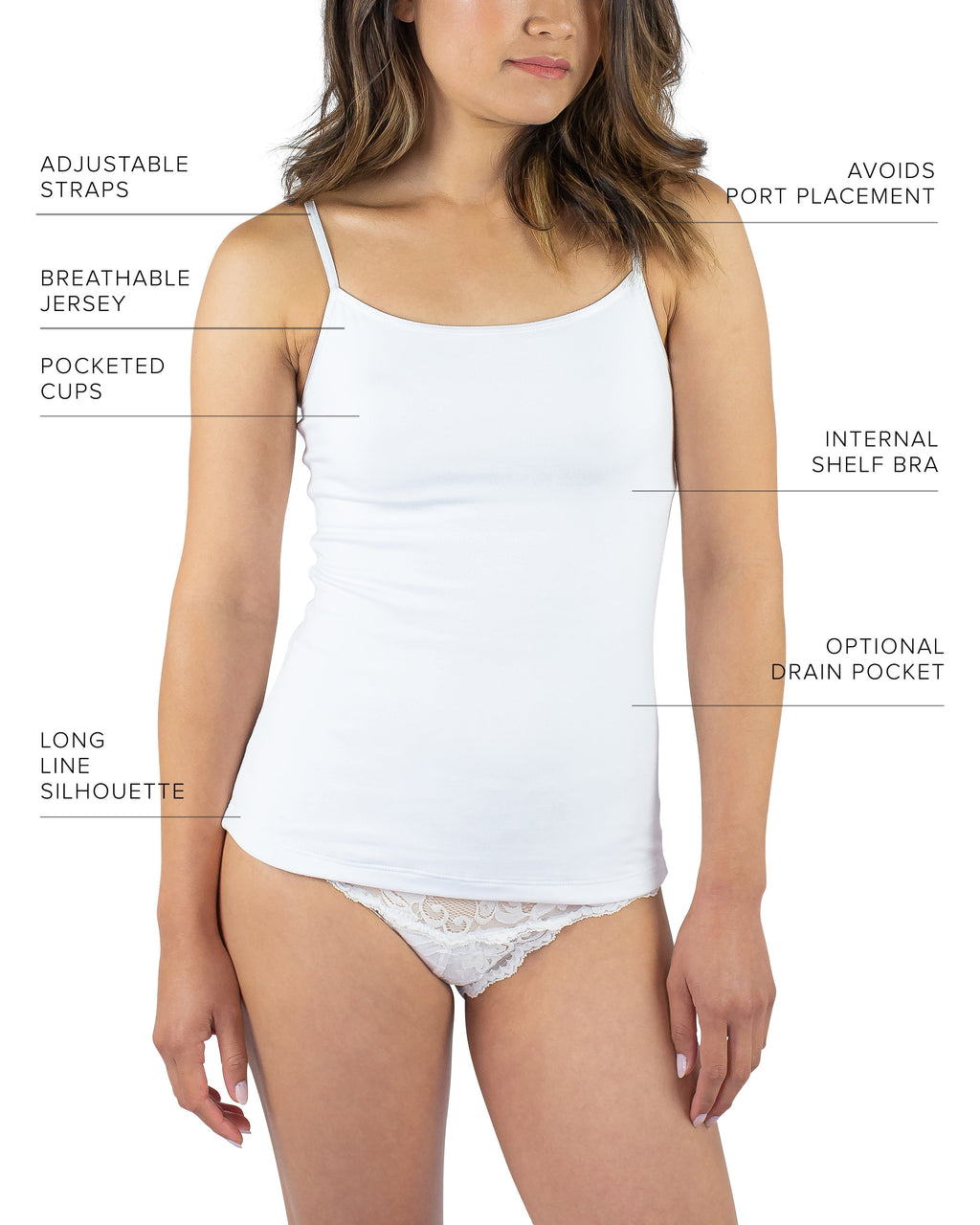 Everviolet Maia Sustainable Jersey Cami, White — back view