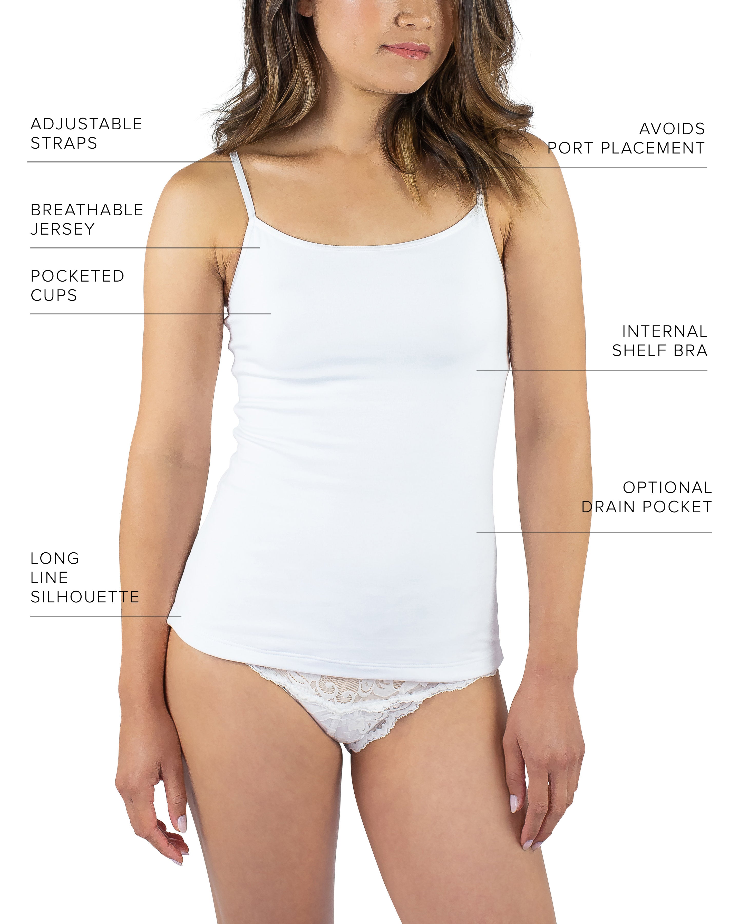 Everviolet Maia Sustainable Jersey Cami, White — back view