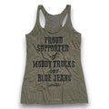 Luckless Outfitters Proud Supporter of Muddy Trucks and Blue Jeans Tank Top — main product shot