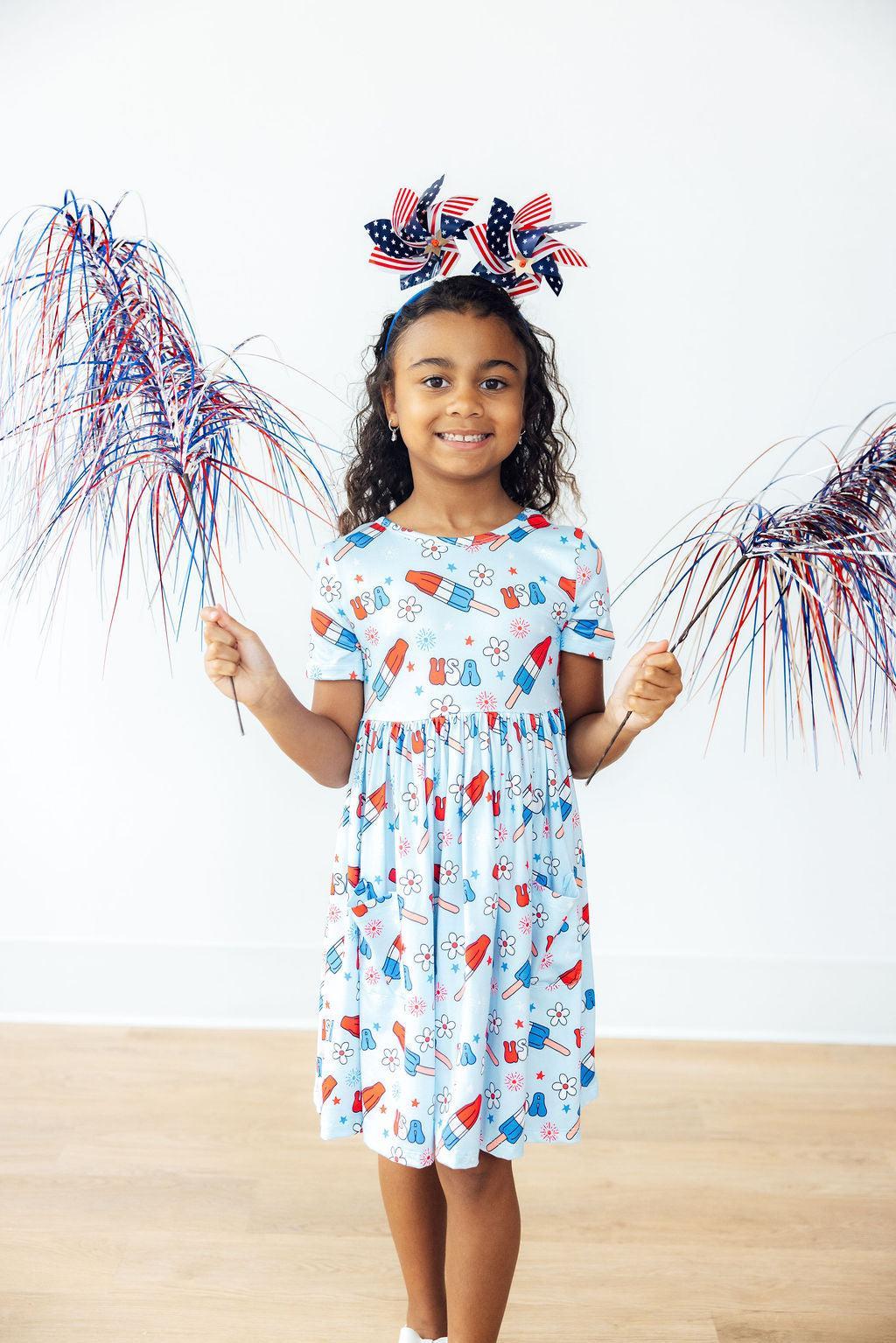 Mila & Rose ® Proudly Patriotic S/S Pocket Twirl Dress — lifestyle context