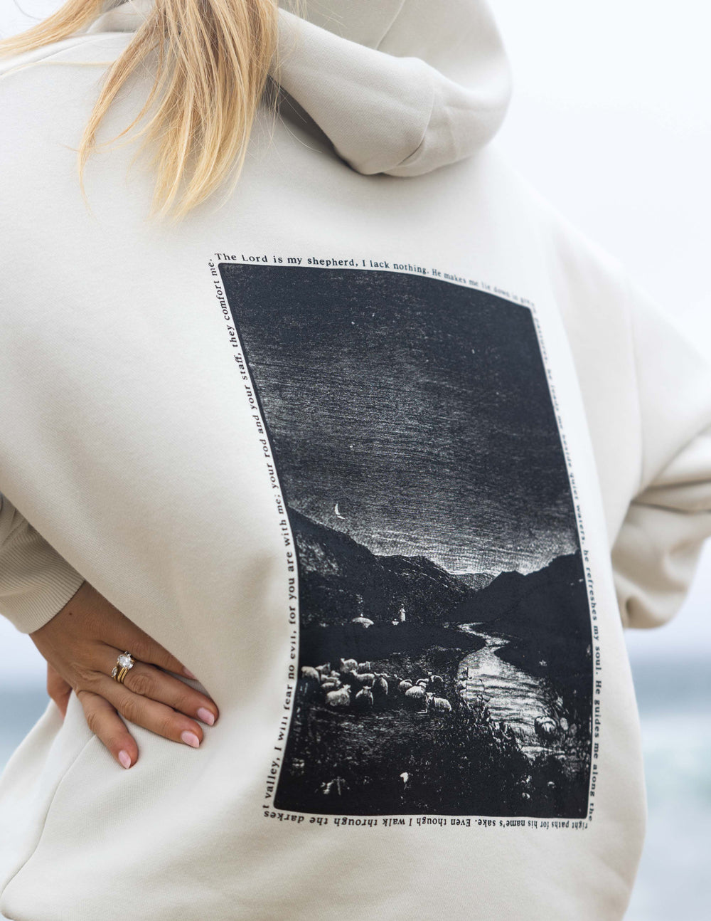 Elevated Faith Psalm 23 Unisex Hoodie — lifestyle context