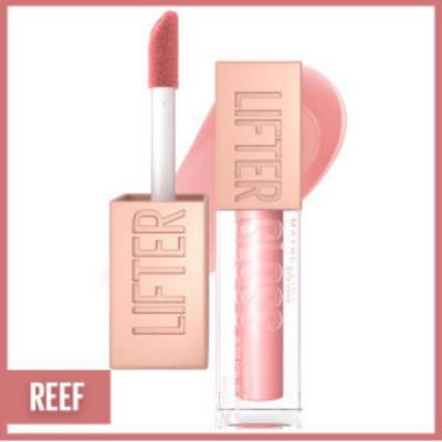 Maybelline New York Lifter Gloss - Hyaluronic Acid Lip Gloss for Moisturizing & Lifting Effect - Reef Color