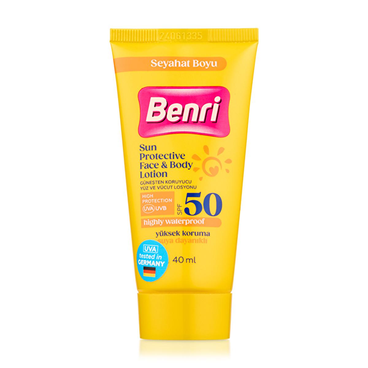 Benri SPF 50 Sunscreen Lotion for Sensitive Skin - Water-resistant UVA/UVB Protection