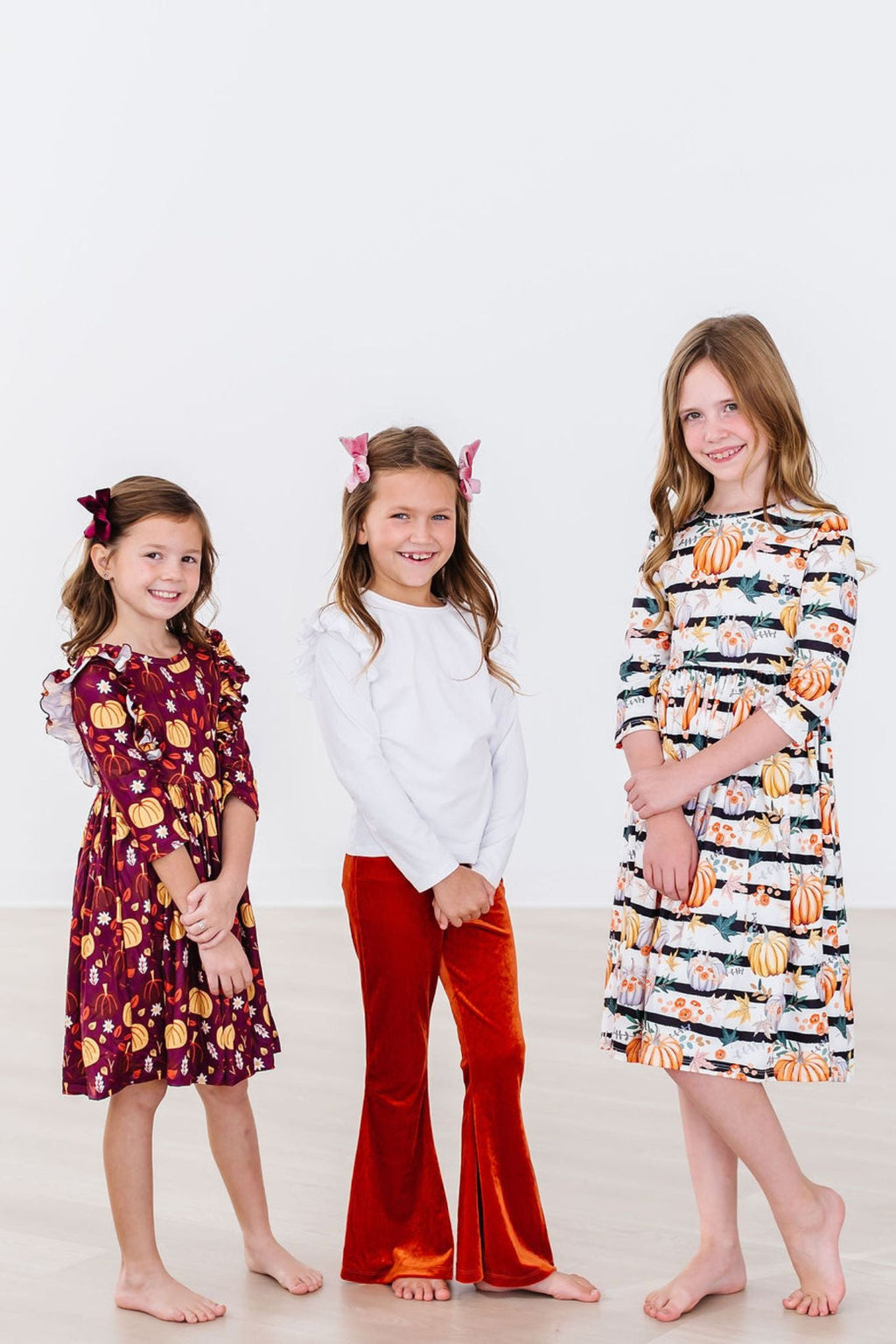 Mila & Rose ® Pumpkin Patch 3/4 Sleeve Ruffle Twirl Dress — lifestyle context