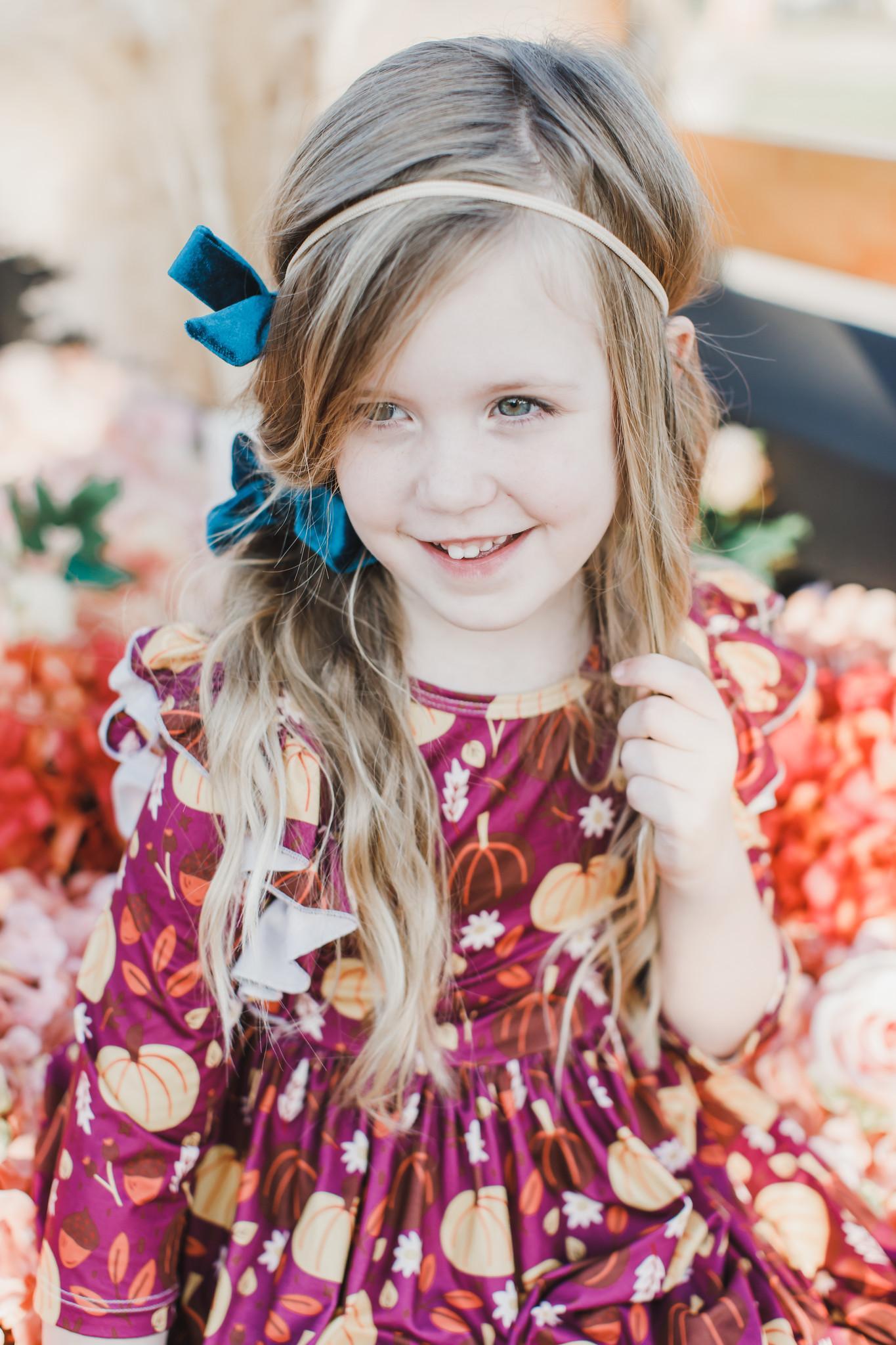 Mila & Rose ® Pumpkin Patch 3/4 Sleeve Ruffle Twirl Dress — main product shot