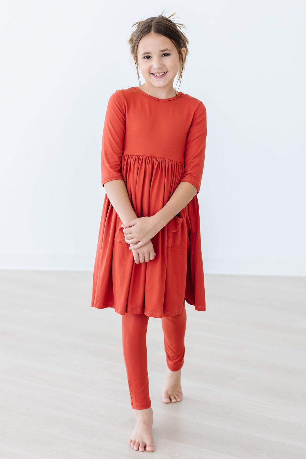 Mila & Rose ® Pumpkin Spice 3/4 Sleeve Pocket Twirl Dress — lifestyle context