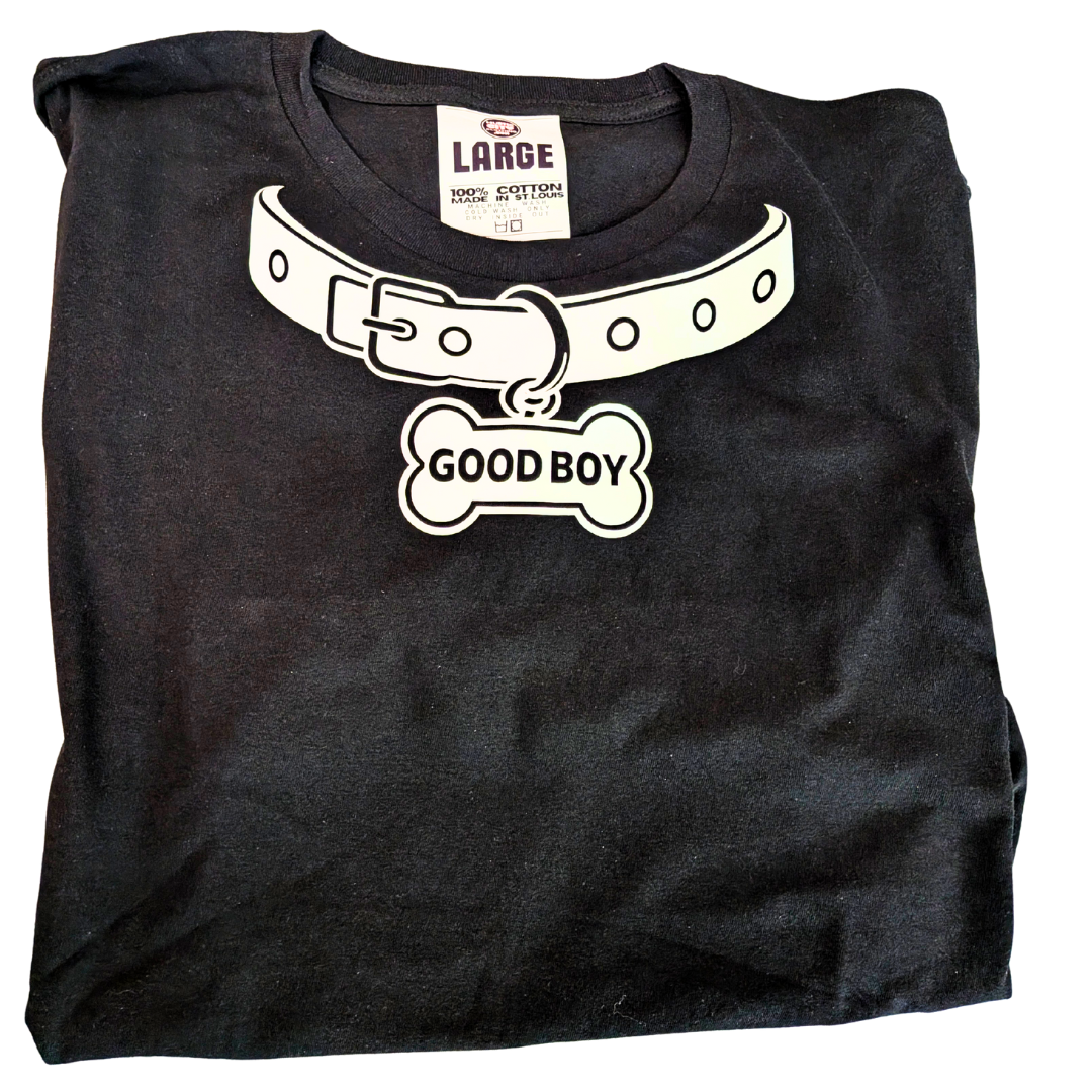 Hustle City Clothing Pup Collar Streetwear Graphic T-Shirt — flat-lay composition