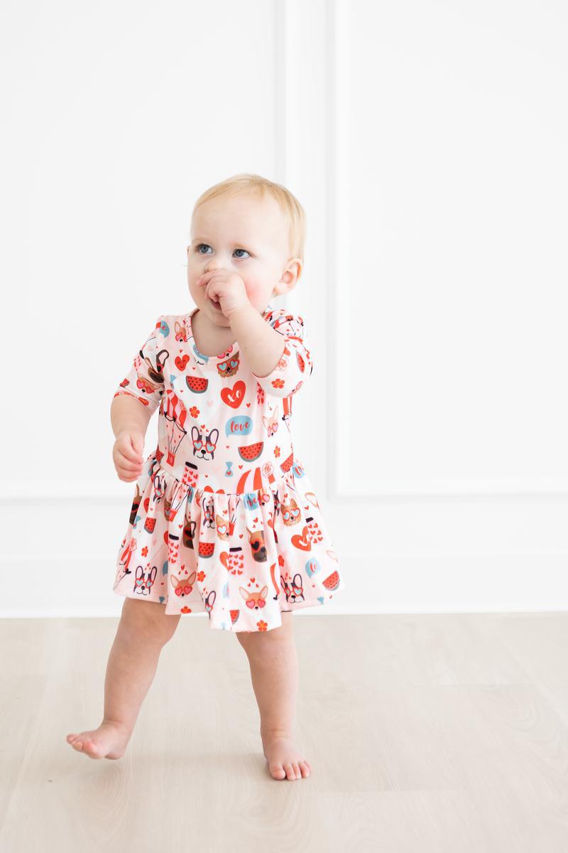 Mila & Rose ® Puppy Love 3/4 Sleeve Twirl Bodysuit — side view