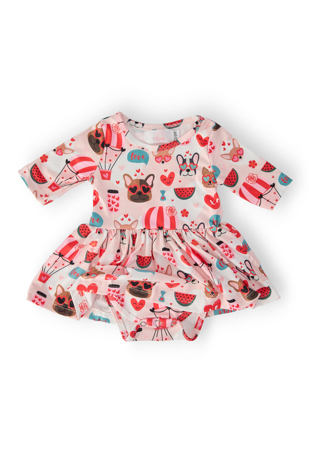 Mila & Rose ® Puppy Love 3/4 Sleeve Twirl Bodysuit — back view