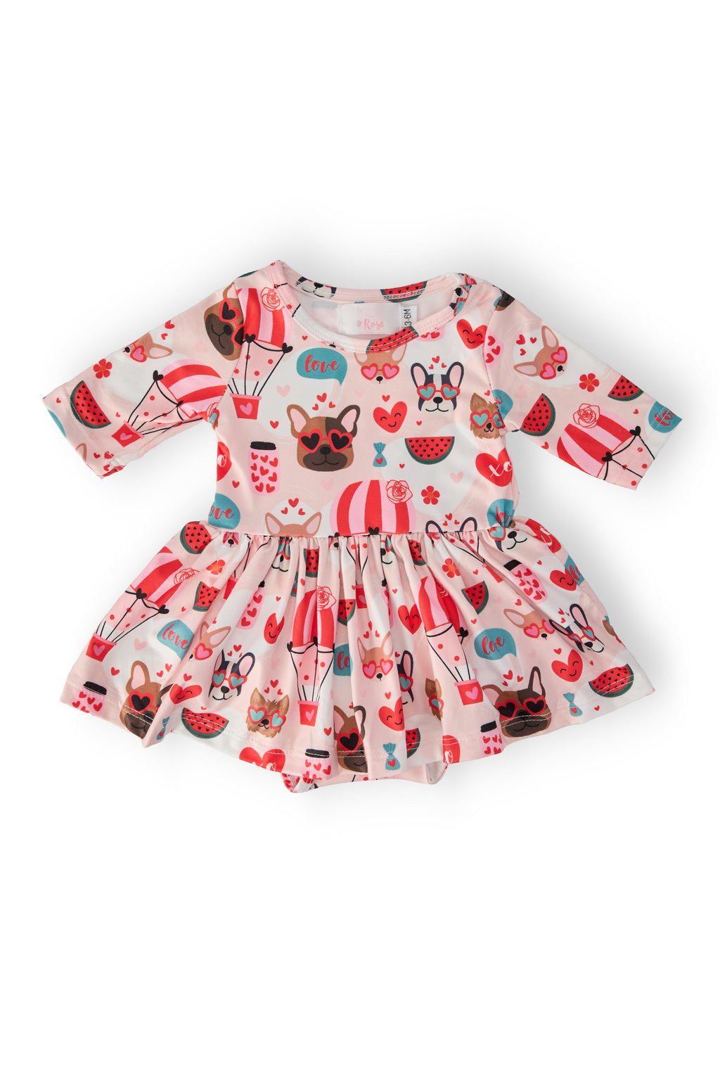 Mila & Rose ® Puppy Love 3/4 Sleeve Twirl Bodysuit — alternative angle