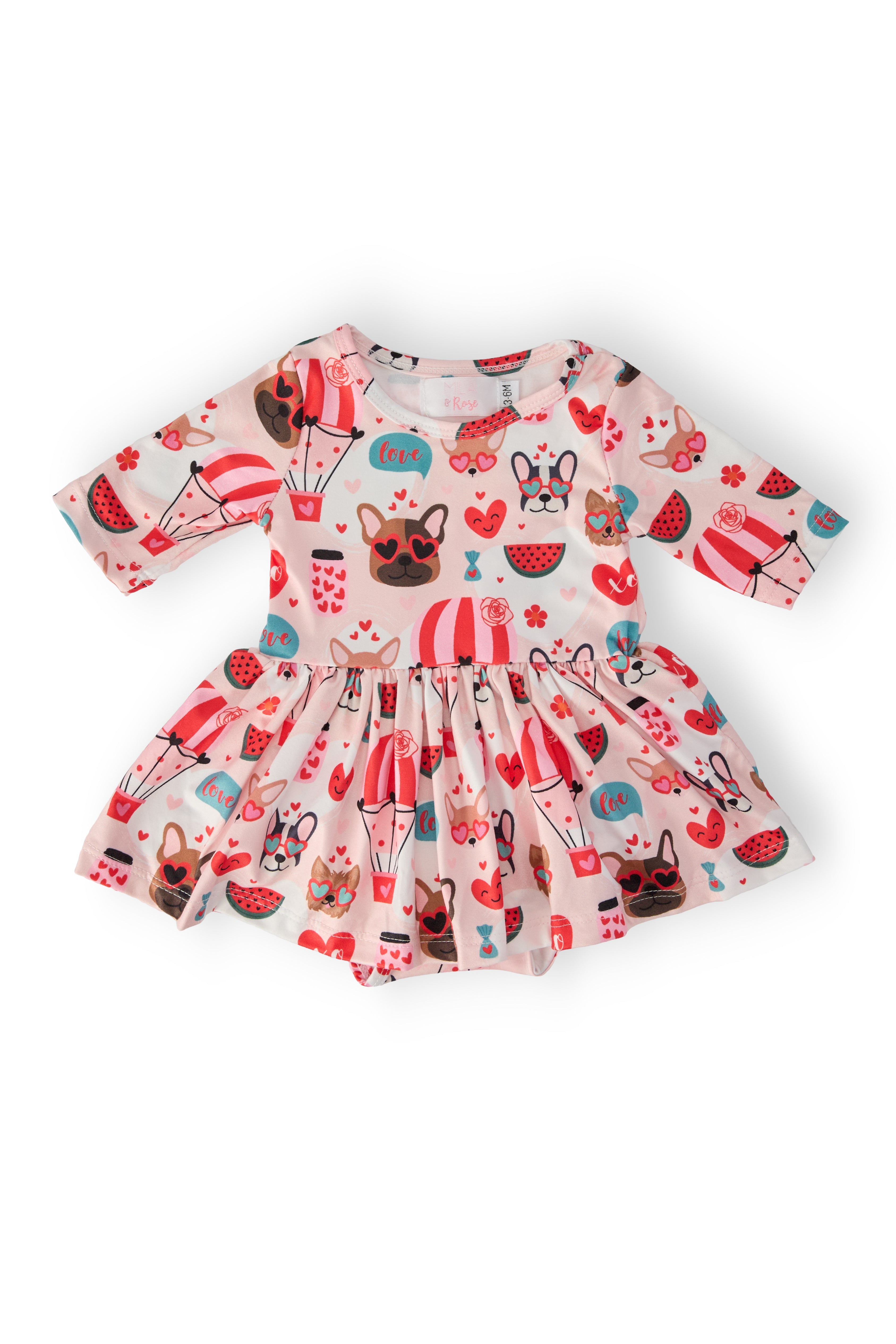 Mila & Rose ® Puppy Love 3/4 Sleeve Twirl Bodysuit — alternative angle