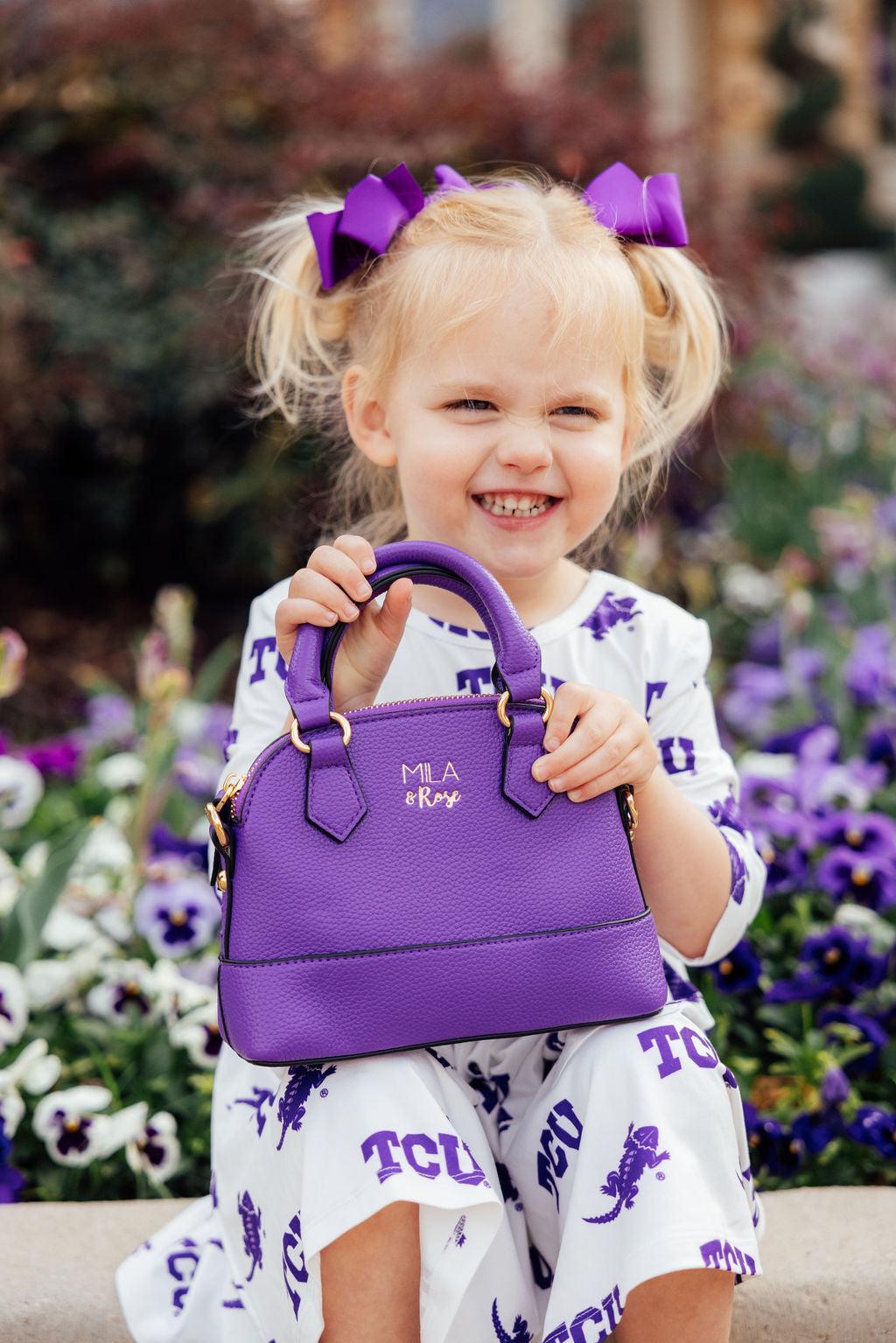Mila & Rose ® Purple Girl's Crossbody Purse — detail close-up