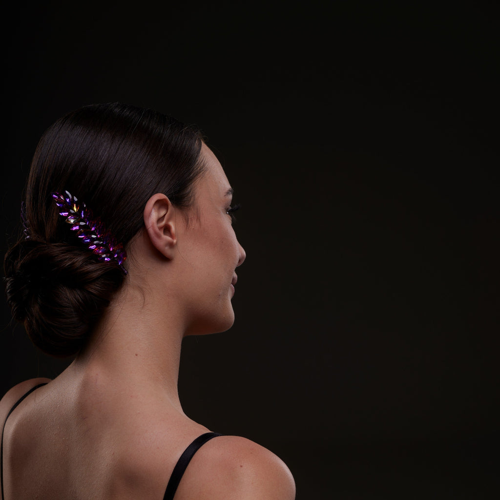 Iridescent Purple Crystal 2-Piece Hair Comb Set – Bridal Port, view 5