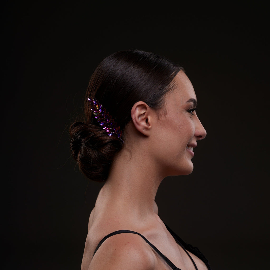 Iridescent Purple Crystal 2-Piece Hair Comb Set – Bridal Port, view 3