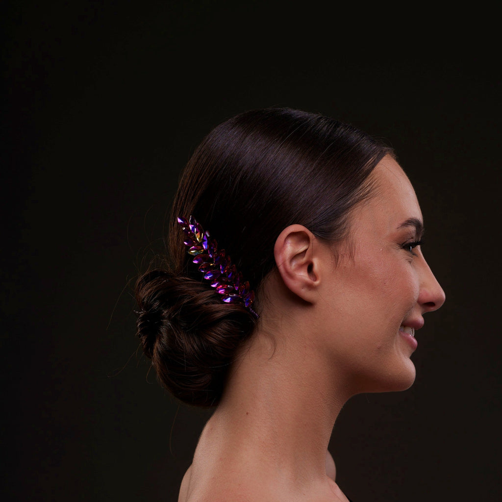 Iridescent Purple Crystal 2-Piece Hair Comb Set – Bridal Port, view 4