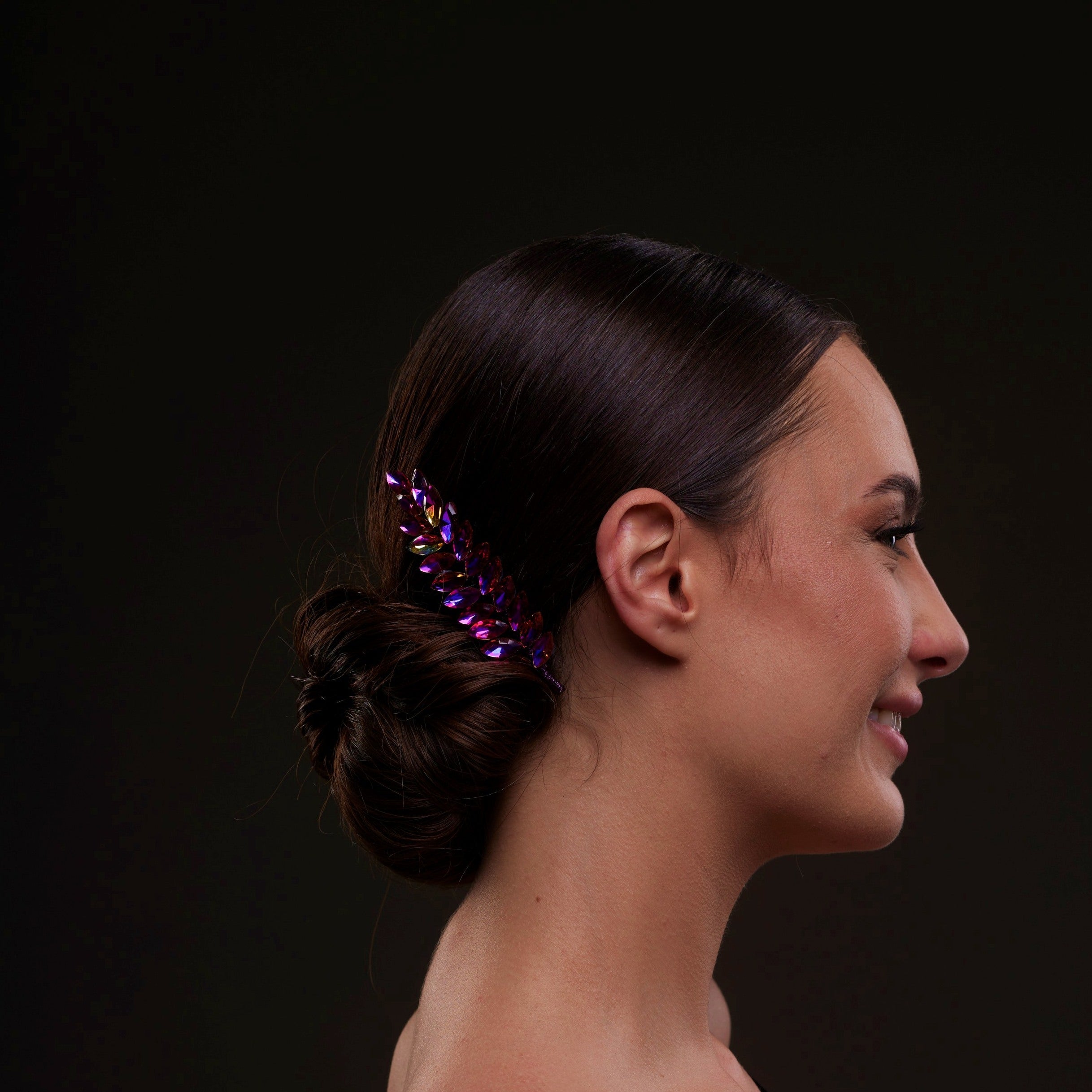 Iridescent Purple Crystal 2-Piece Hair Comb Set – Bridal Port, view 4