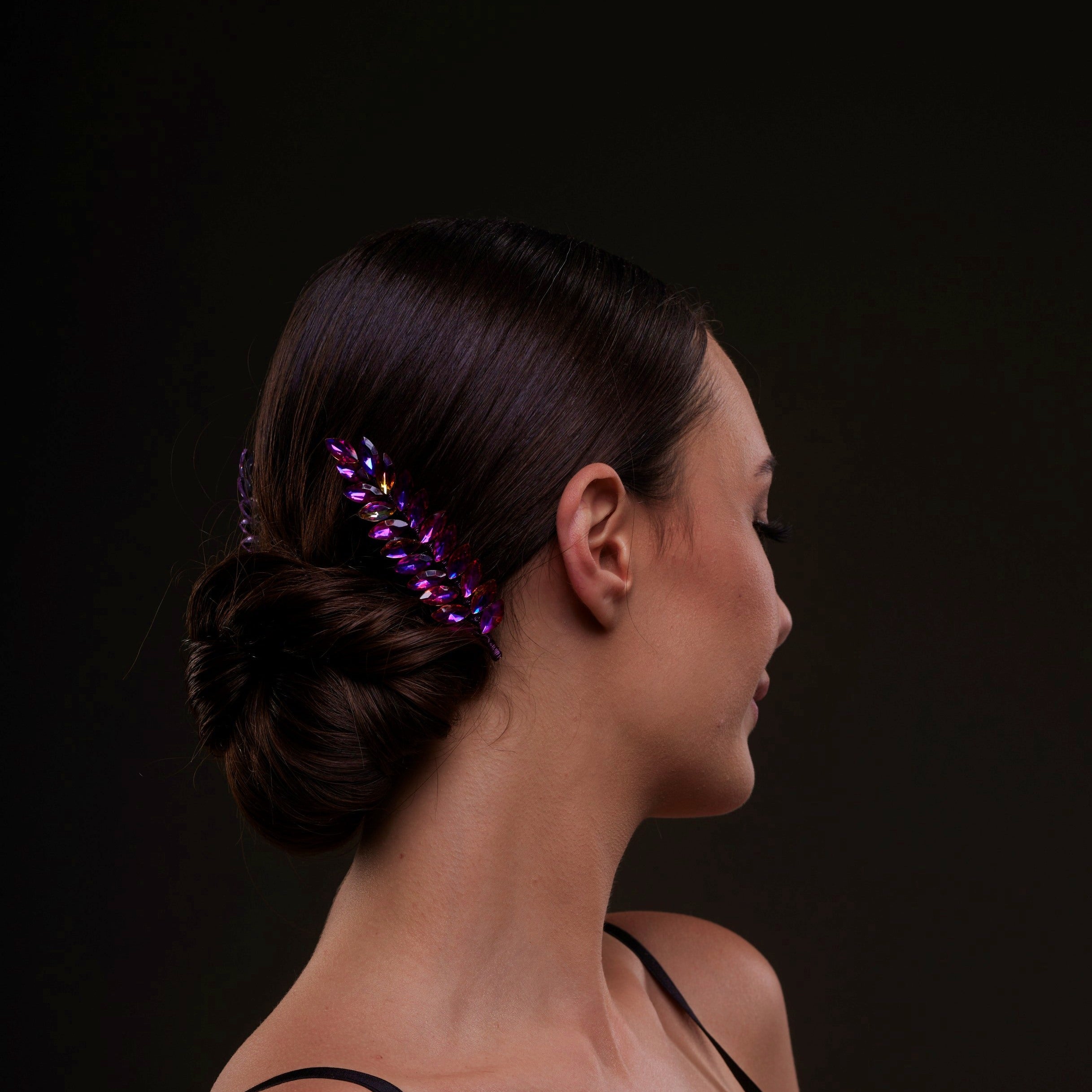 Iridescent Purple Crystal 2-Piece Hair Comb Set – Bridal Port, view 8
