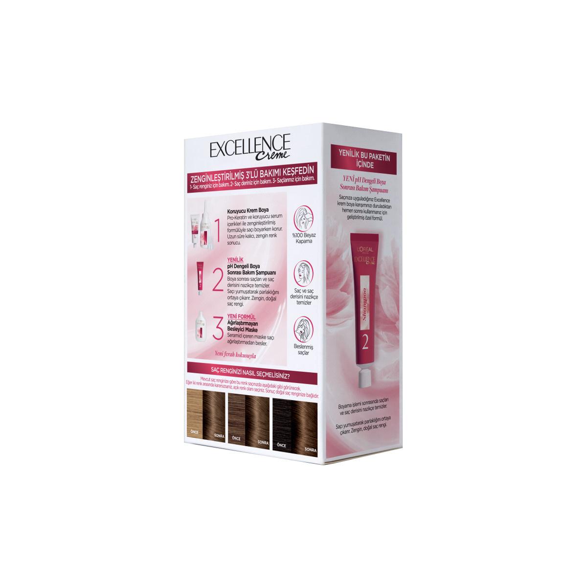 Loreal Paris Excellence Creme Hair Dye - 7.1 Küllü Kumral - Nourishing Permanent Hair Color for At-Home Use