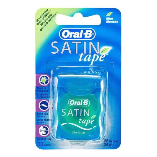 Oral-B Satin Tape Mint Flavored Dental Floss for Effective Interdental Cleaning - 25m
