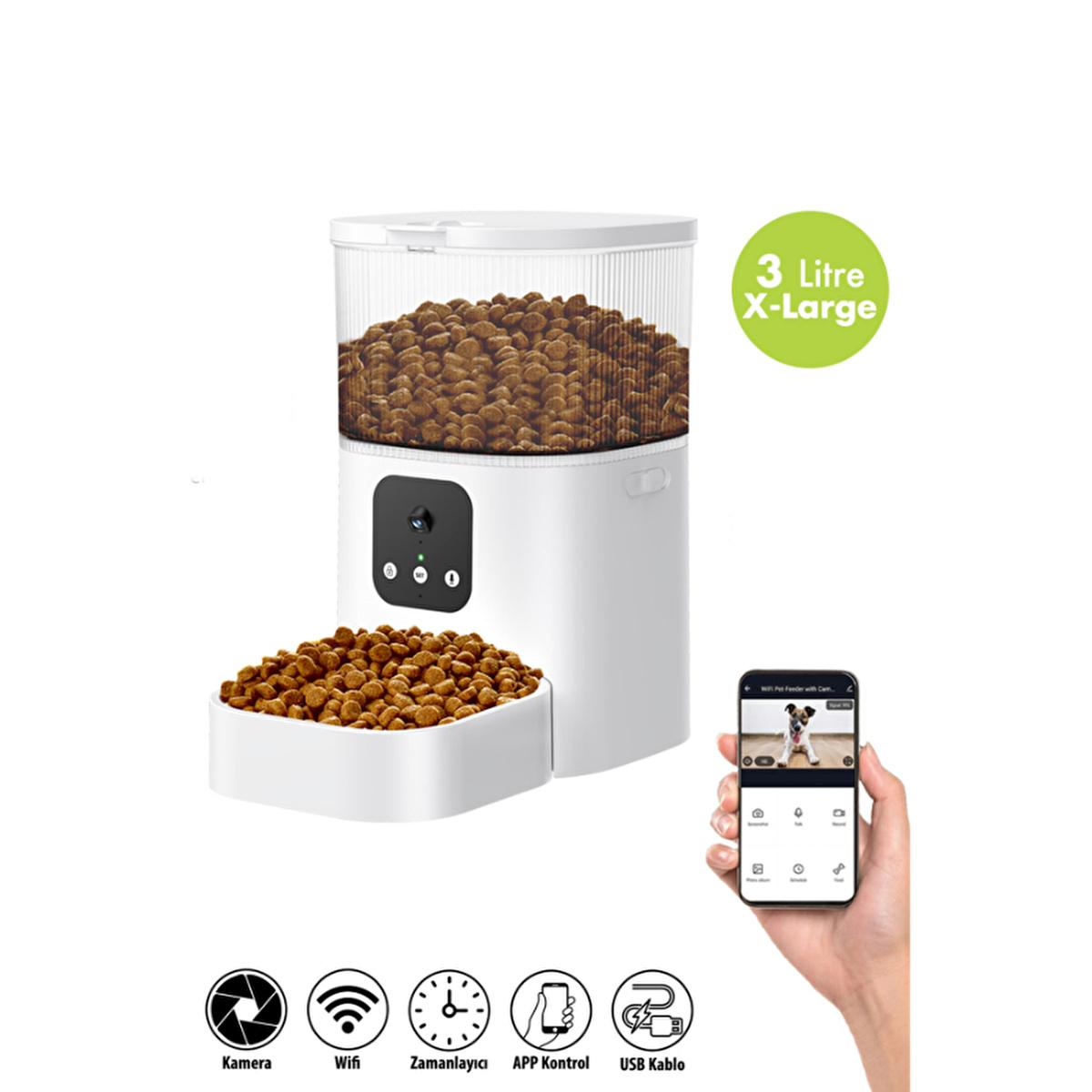 Kiwi Pets Smart Pet Feeder: 3L Automatic Food Dispenser with App Control & Voice Recording - Programmable Cat & Dog Feeder