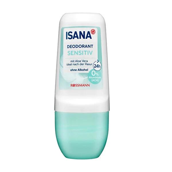 Isana Aloe Vera Deodorant Roll On for Women - 24 Hour Protection, Aluminum-Free, Sensitive Skin Friendly