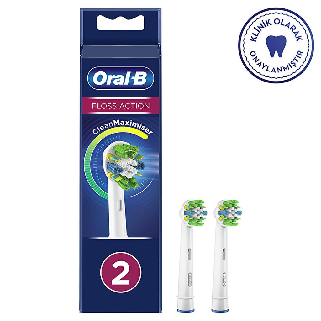 Oral-B Floss Action Replacement Toothbrush Heads (2-Pack) - MicroPulse Bristles, CleanMaximizer Technology