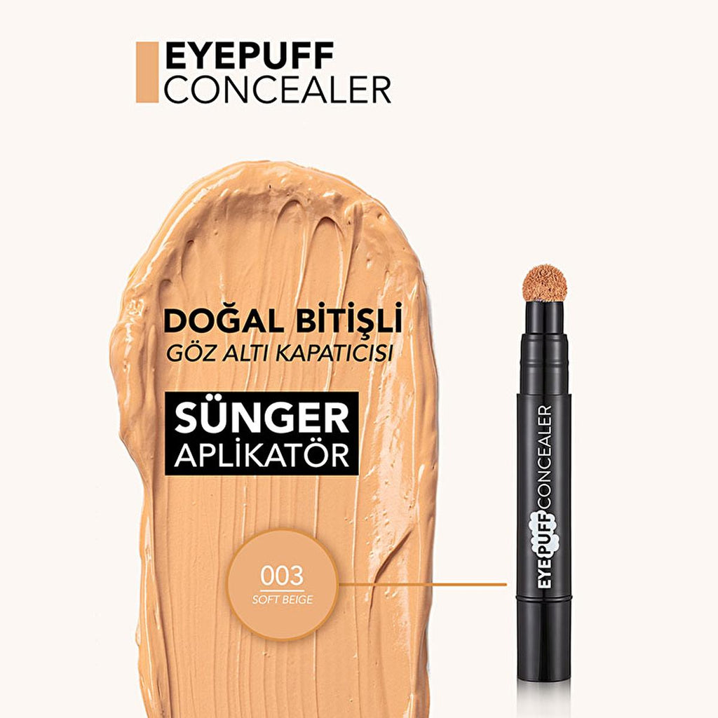 Flormar Eye Puff Concealer - Soft Beige, Medium Coverage, Anti-Acne, Creamy Texture