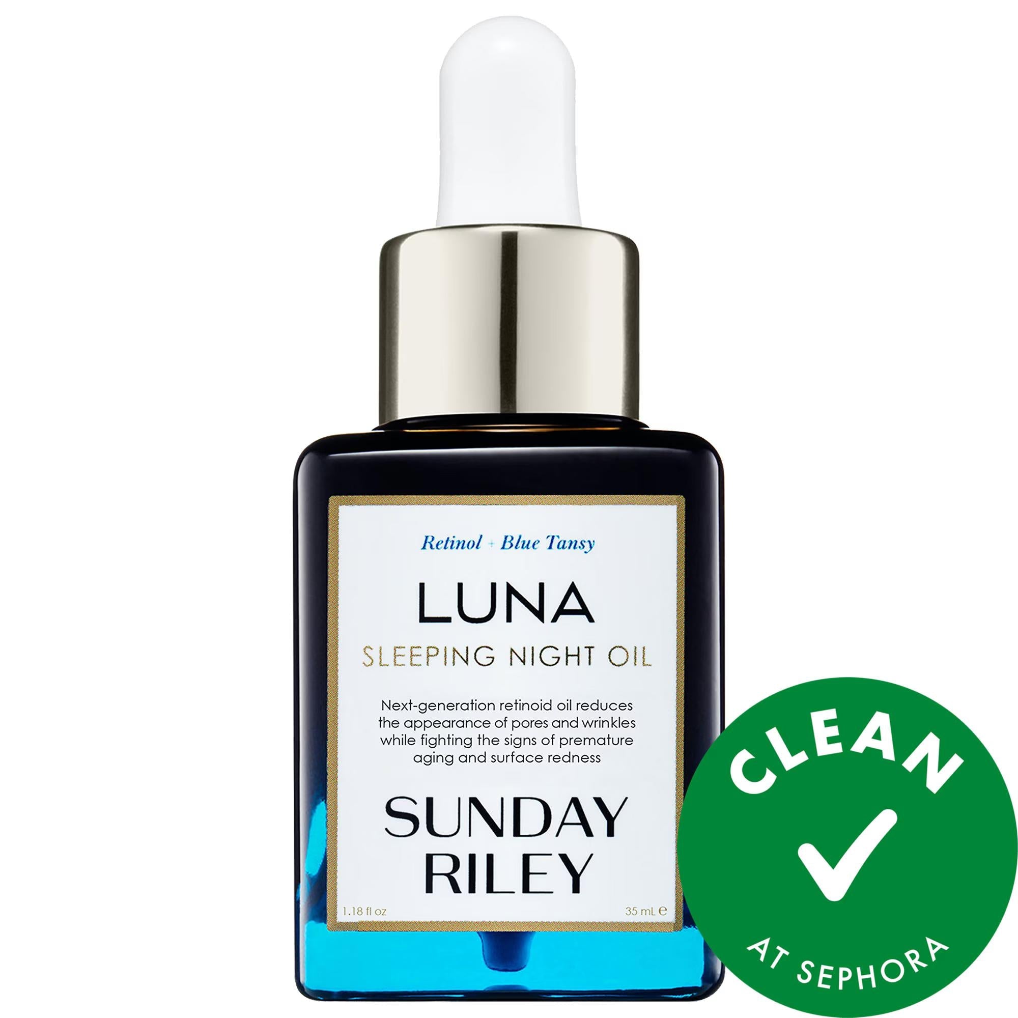 Luna Sleeping Retinoid Night Oil - Anti-Aging, Gentle Retinol for Sensitive Skin, Vegan & Cruelty-Free