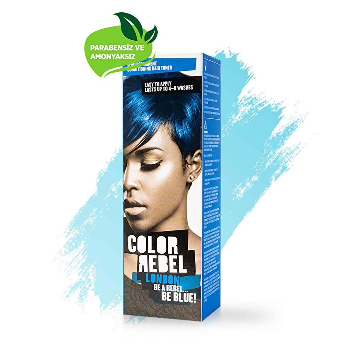 Color Rebel London Semi-Permanent Hair Dye - Paraben-Free, Ammonia-Free, Cruelty-Free Mavi 100 ml