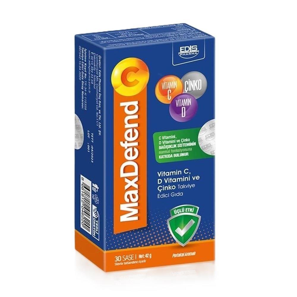 MaxDefend Vitamin C 30 Sachets - Immune Support | Orange Flavor