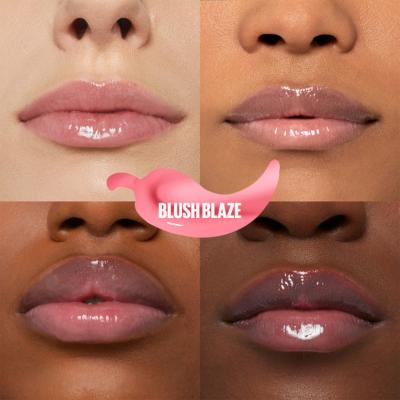 Maybelline Lifter Plump Lip Gloss - 001 Blush Blaze, Non-Sticky, Long-Lasting Lip Plumper with Chili Pepper Extract