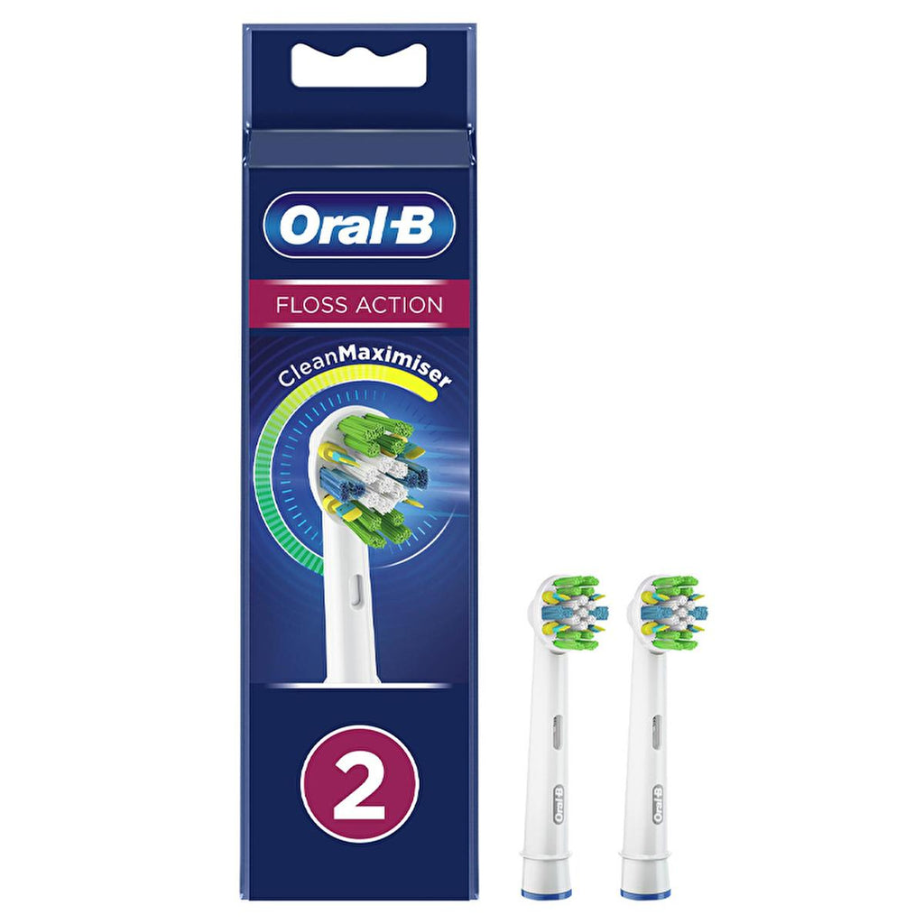 Oral-B Floss Action Replacement Toothbrush Heads (2-Pack) - MicroPulse Bristles, CleanMaximizer Technology
