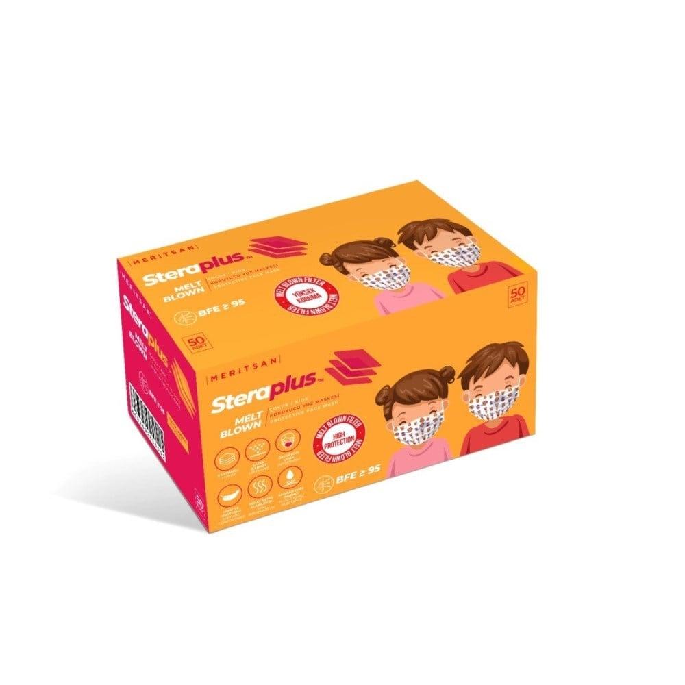 Steraplus Children's Face Masks - 50 Pack Patterned Kids Disposable Masks with 3-Layer Protection
