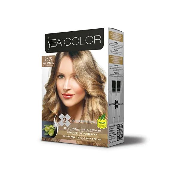 Sea Color 8.3 Honey Blonde Hair Dye Kit: Permanent, Vibrant Color & 100% Gray Coverage - Achieve Shiny, Bal KšpŸ_Ÿ Hair at Home.