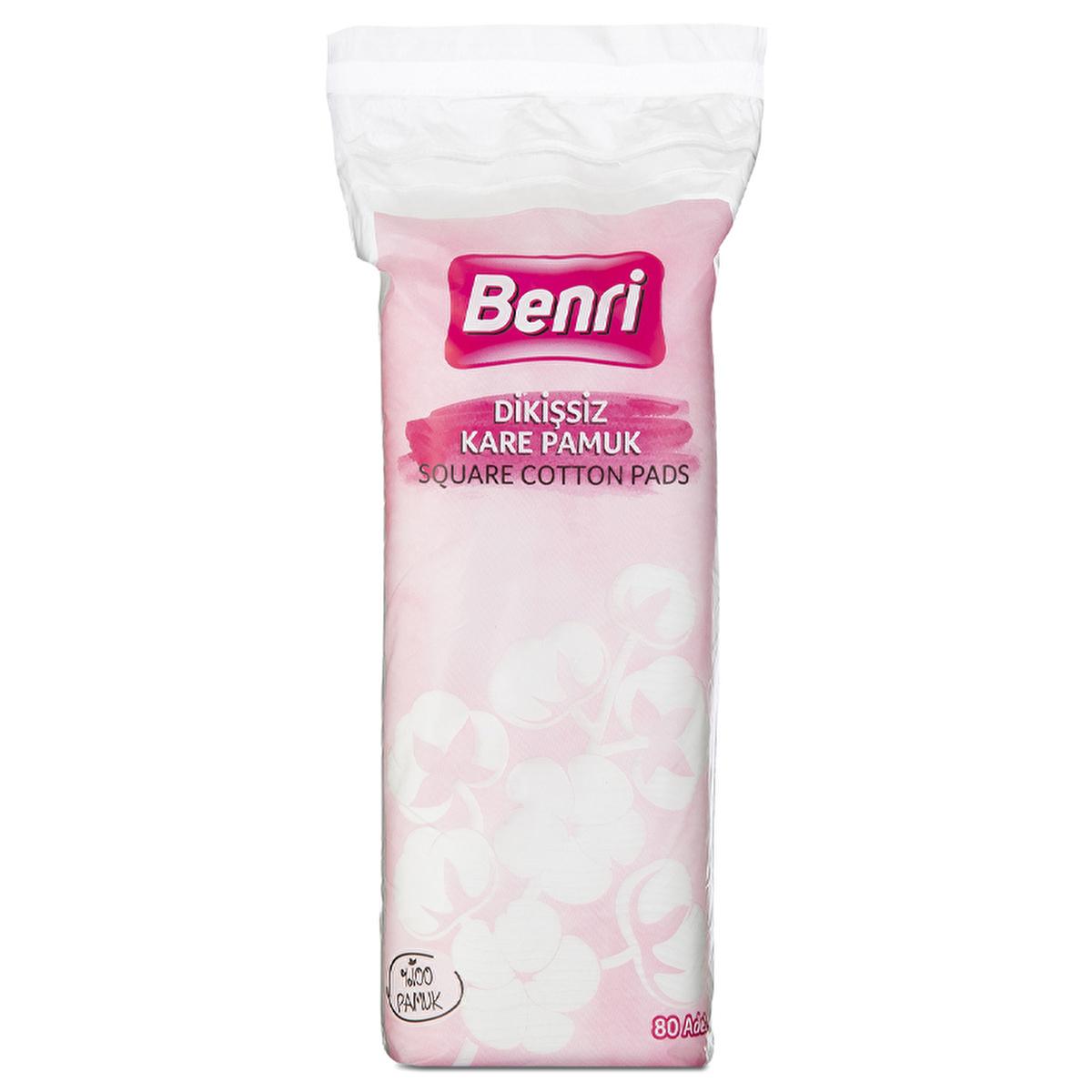 Benri Seamless Square Cotton Pads - Soft Cotton Pads for Makeup Removal | 80 Count