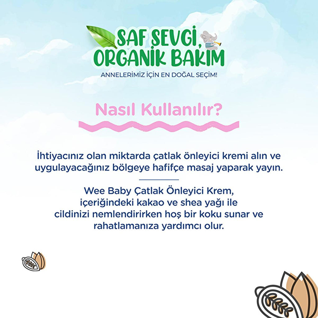 Wee Baby Organic Diaper Cream, 5.07 fl oz - Natural, Vegan, Dermatologically Tested Baby Care