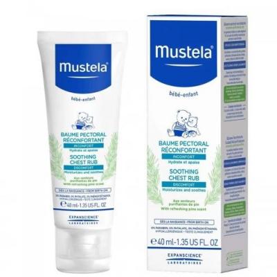 Mustela Soothing Chest Rub: Natural Baby Sleep Aid & Congestion Relief with Essential Oils, Hypoallergenic Baby Balm - 40ml